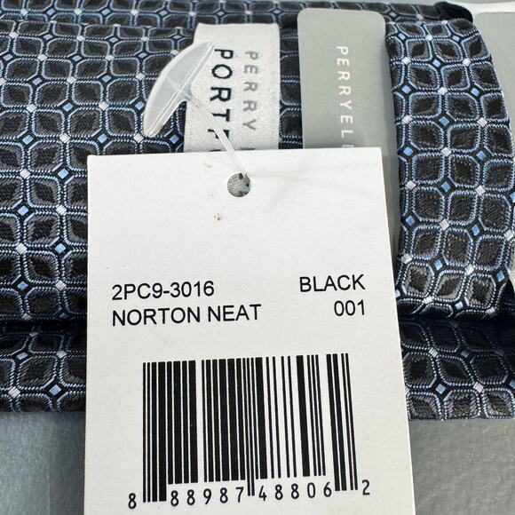 Perry Ellis Portfolio Mens Necktie Norton Neat Black Office Professional New - Picture 5 of 9